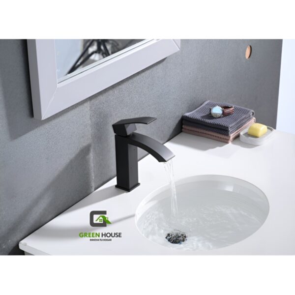 Combo De Lavatorio Negro Con Blanco +Mezcladora Con Accesorios