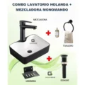 Combo De Lavatorio Holanda Negro Mate Con Blanco +Mezcladora Monomando