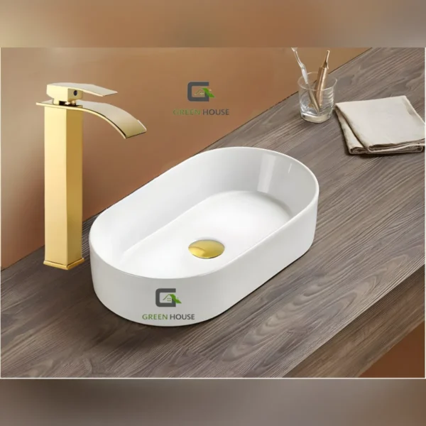 Combo G2 Lavatorio Alanna +Mezcladora Monocomando Dorado Brillante