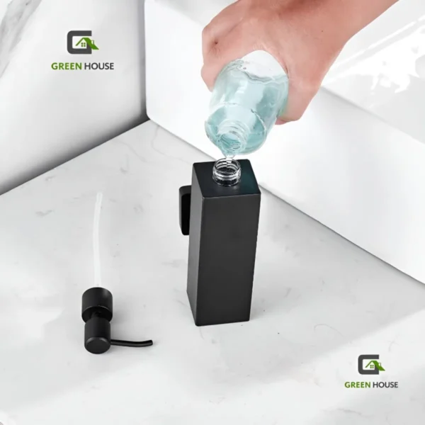 web 1 Dispensador De Jabón Liquido Cuadrado Acero Inoxidable Negro Mate