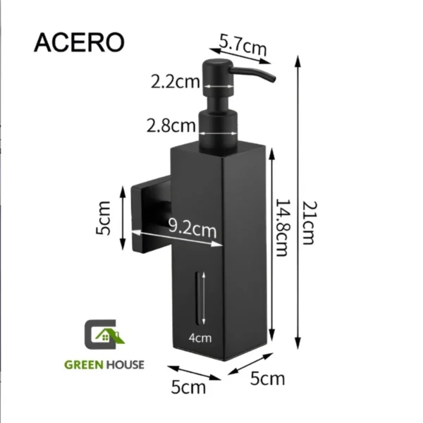 web 2 Dispensador De Jabón Liquido Cuadrado Acero Inoxidable Negro Mate