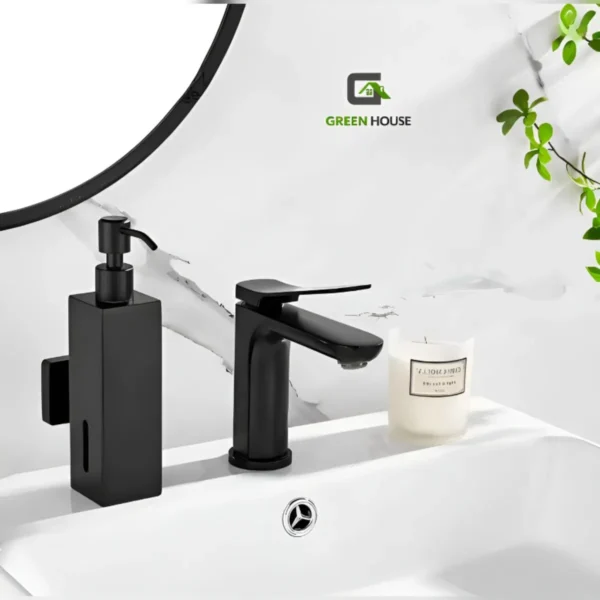 web 7 Dispensador De Jabón Liquido Cuadrado Acero Inoxidable Negro Mate