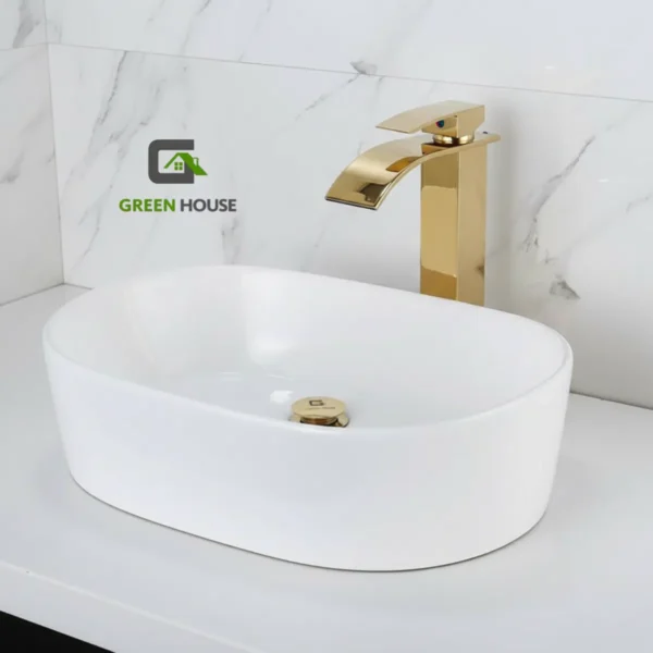 Combo G2 Lavatorio Alanna +Mezcladora Monocomando Dorado Brillante