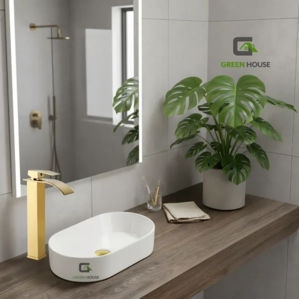 Combo G2 Lavatorio Alanna +Mezcladora Monocomando Dorado Brillante