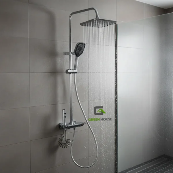 Columna De Ducha Cromado Con Panel De Vidrio Con 4 Funciones