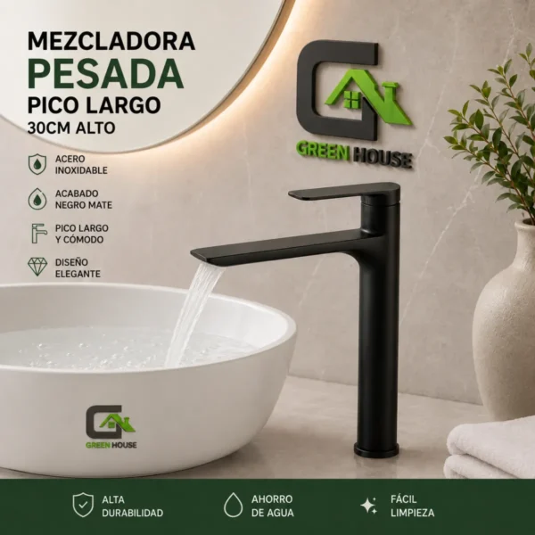 Mezcladora Monocomando Pesada 30cm Pico Largo