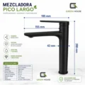 Mezcladora Monocomando Pesada 30cm Pico Largo