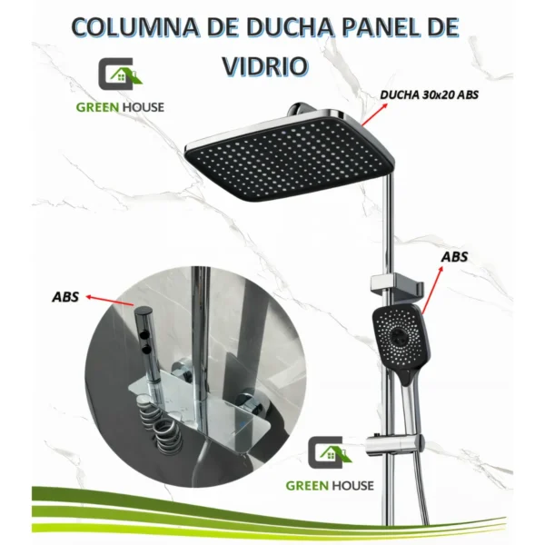 Columna De Ducha Cromado Con Panel De Vidrio Con 4 Funciones