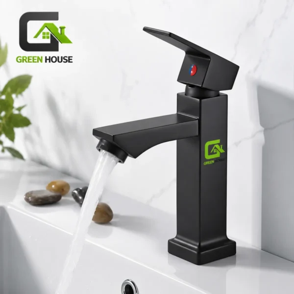 Griferia Acero Inoxidable 20cm Negro Agua Fría + Desagüe + Tubo Abasto