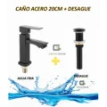 Griferia Acero 20cm Negro Agua Fría + Desagüe (copia)