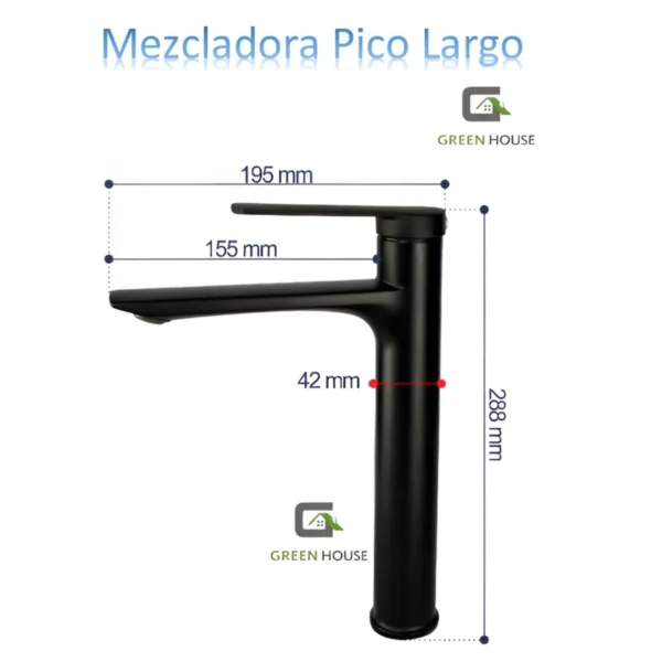 Mezcladora Monocomando Pesada 30cm Pico Largo