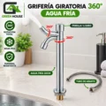 Grifera  Giratoria 360°  Agua Fría 30cm + Desagüe