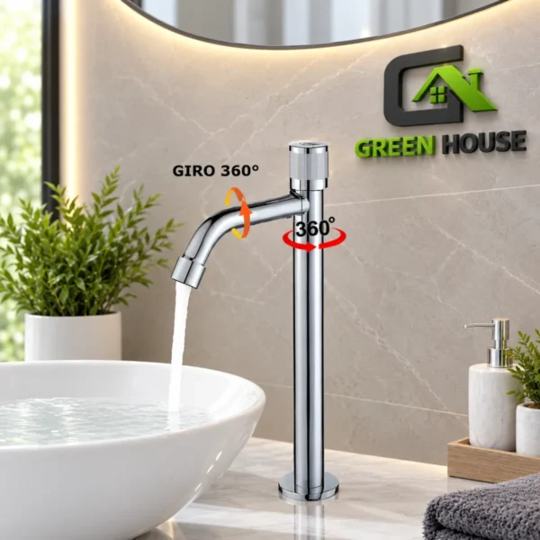 Grifera Giratoria 360° Agua Fría 30cm + Desagüe