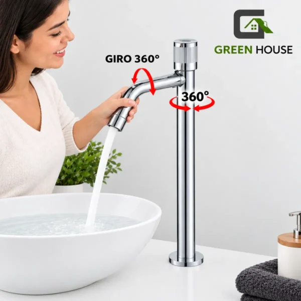 Grifera  Giratoria 360°  Agua Fría 30cm + Desagüe
