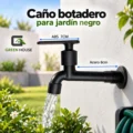 Griferia - Caño Jardin Negro Abs + Acero Inoxidable