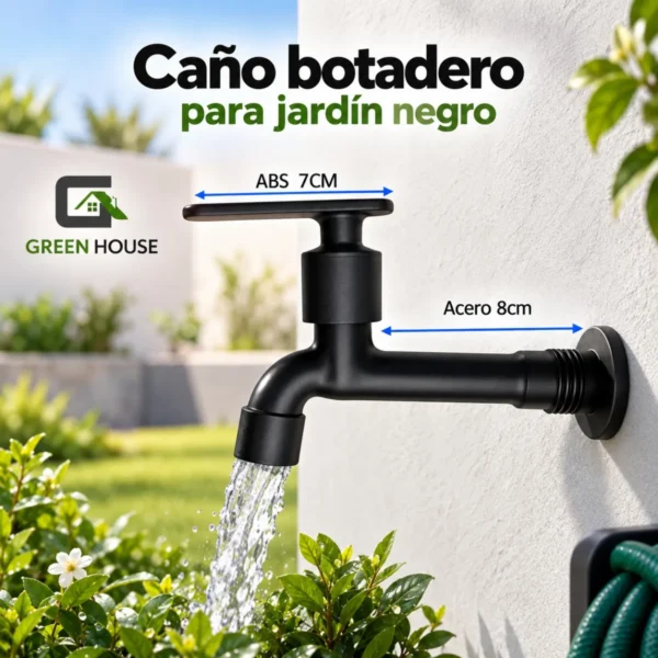 Griferia - Caño Jardin Negro Abs + Acero Inoxidable