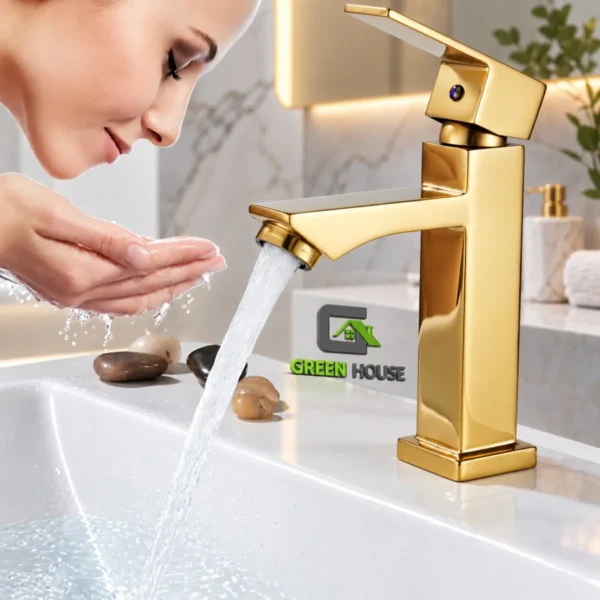 Grifería 15cm Dorado Pesado Agua Fría + Desagüe Dorado