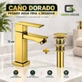 Grifería 15cm Dorado Pesado Agua Fría + Desagüe Dorado