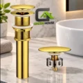 Grifería 15cm Dorado Pesado Agua Fría + Desagüe Dorado