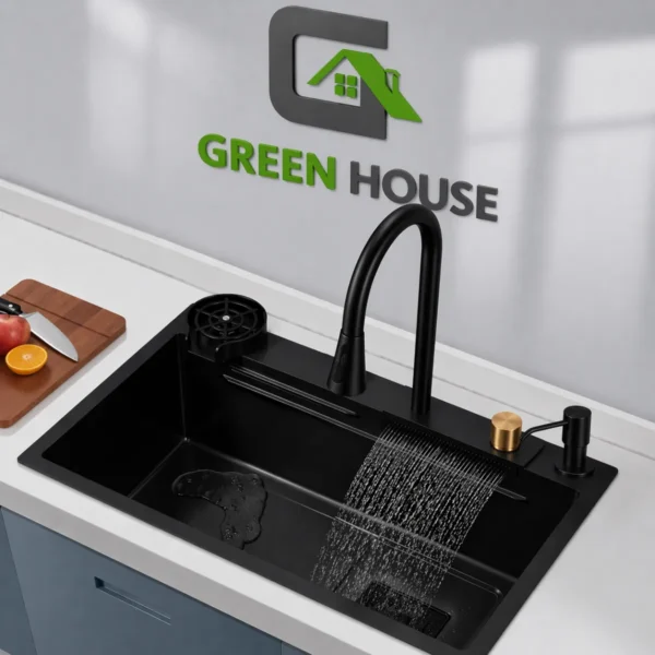 Combo Lavadero 75x45 Negro Con Panal Antirayaduras