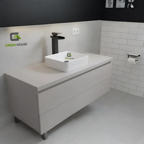 Combo De Lavatorio Mediterráneo + Mezcladora Cascada Vos40 Negro