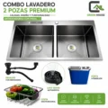 Combo Lavadero 82x45x23cm Panal Antirayaduras + Extraible