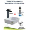 Combo De Lavatorio Mediterráneo + Mezcladora Cascada Vos40 Negro
