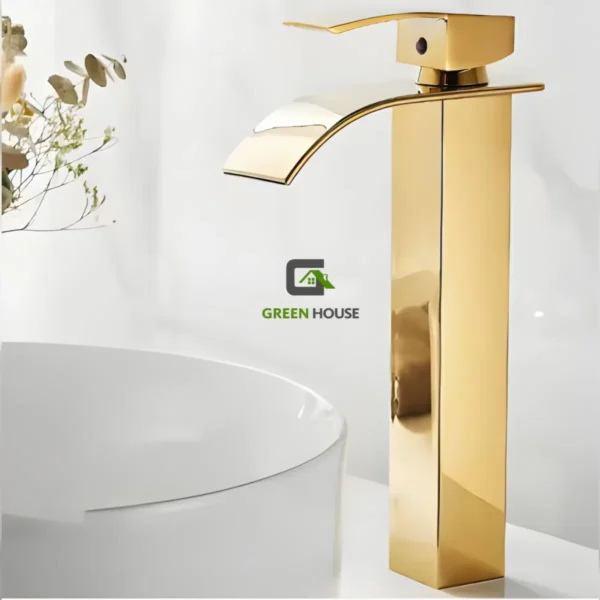 Combo Romance Dorado + Mezcladora Cascada Pico Fino 30cm Vos46