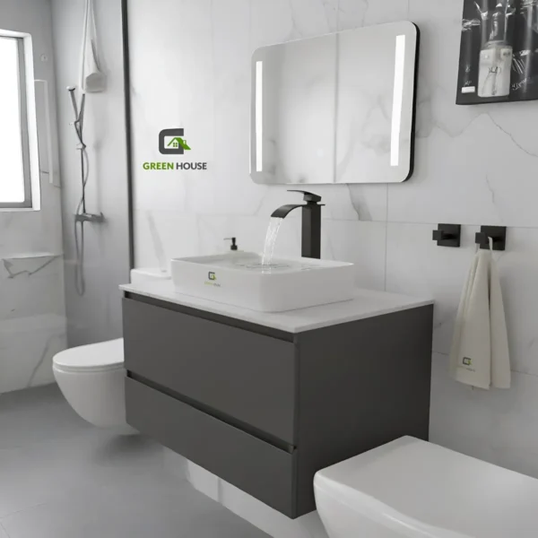 Combo Lavatorio Mediterráneo + Mezcladora Cascada Pico Fino -Vos41