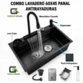 Combo Lavadero 60x45 Negro Con Panal Antirayaduras