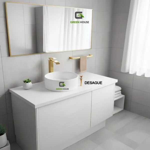 Combo Romance Dorado + Mezcladora Cascada Pico Fino 30cm Vos46