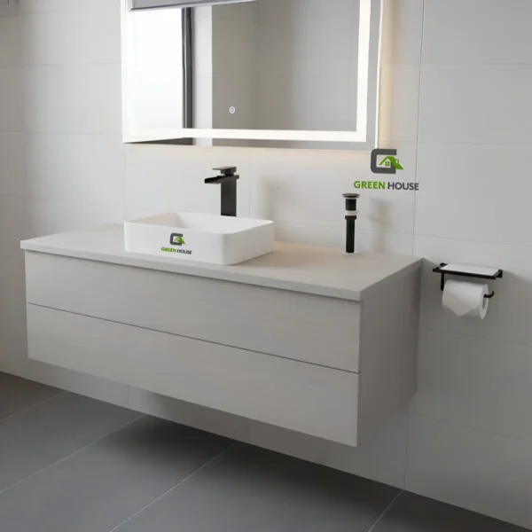 Combo De Lavatorio Mediterráneo + Mezcladora Cascada Vos40 Negro