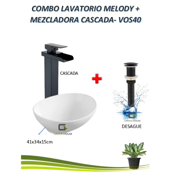 Combo Lavatorio Melody + Mezcladora Cascada Vos40