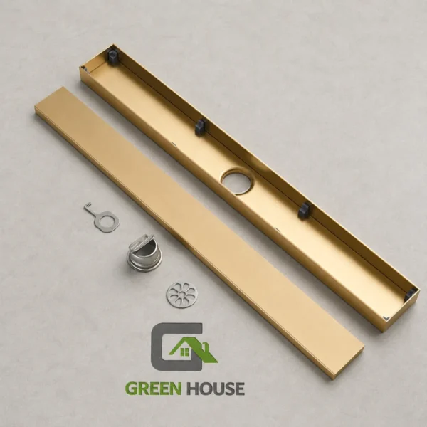Sumidero Reversible Dorado Mate 8x40cm Acero inoxidable