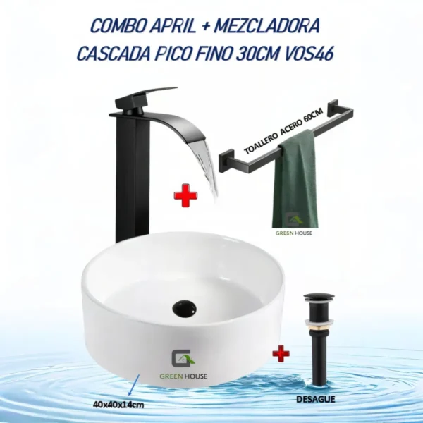 Combo April + Mezcladora Cascada Pico Fino 30cm Vos46