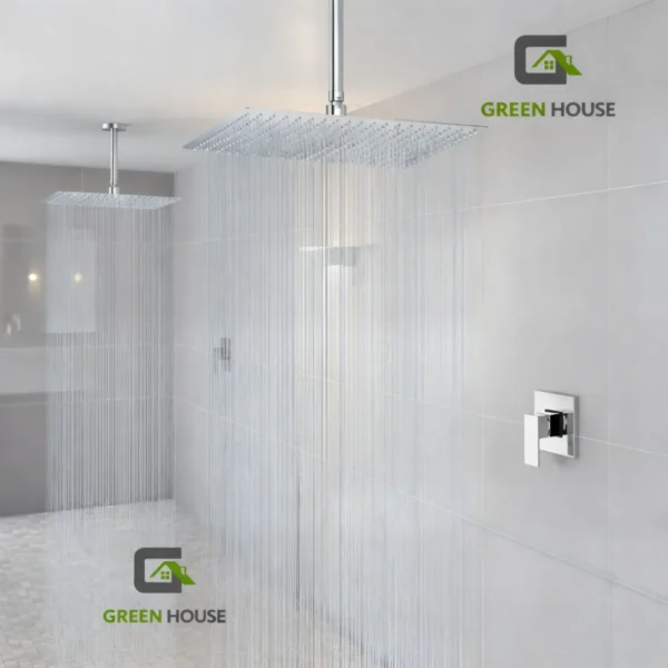 Kit De Ducha Española 20" Acero Inoxidable 50x50cm + Mezcladora De Ducha