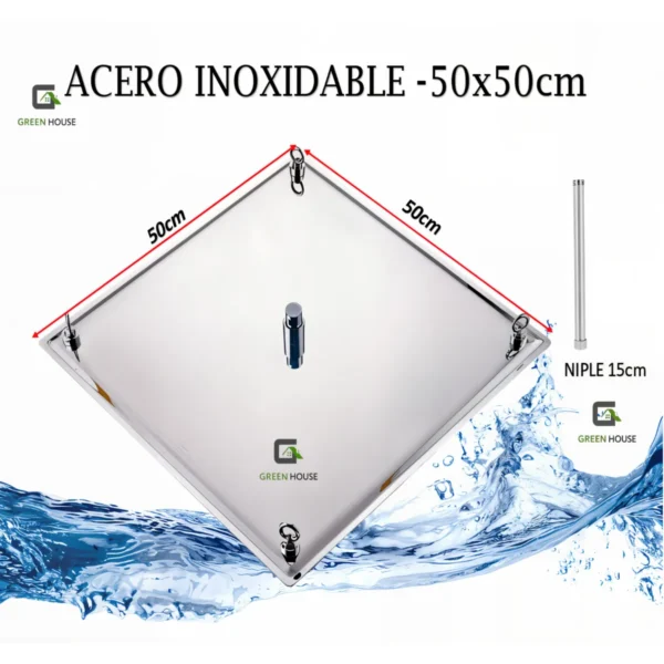 Kit De Ducha Española 20" Acero Inoxidable 50x50cm + Mezcladora De Ducha