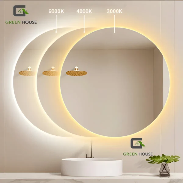 Espejo Elegant Golden Led Antiempaño Circular De 60cm
