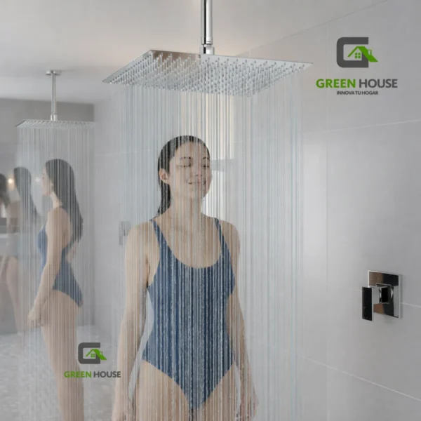 Kit De Ducha Española 20" Acero Inoxidable 50x50cm + Mezcladora De Ducha