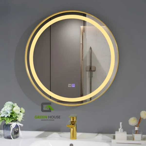 Espejo Elegant Golden Led Antiempaño Circular De 60cm