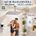 Kit De Ducha Española 20" Pesada Acero Inoxidable 50x50cm-Mezcladora