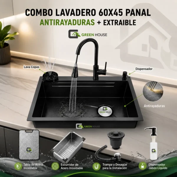 Combo Lavadero 60x45 Panal Antirayaduras + Extraible
