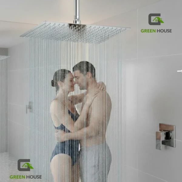 Kit De Ducha Española 20" Acero Inoxidable 50x50cm + Mezcladora De Ducha