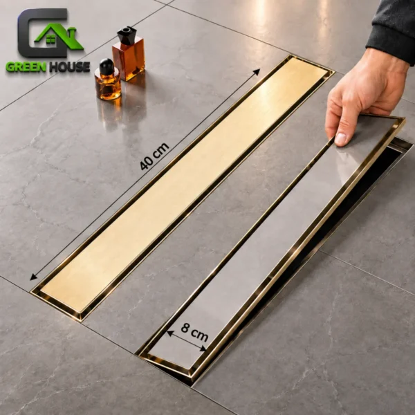 Sumidero Reversible Dorado Mate 8x40cm Acero inoxidable