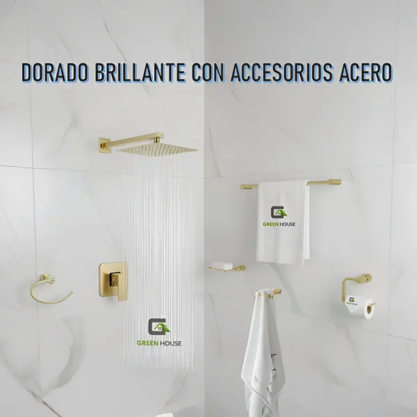 Juego De Ducha Acero 10 Pulgadas + Mezcladora +Kit De Baño Acero