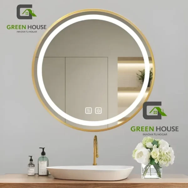 Espejo Elegant Golden Led Antiempaño Circular De 60cm
