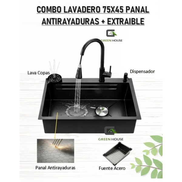 Combo Lavadero 75x45 Panal Antirayaduras + Extraible