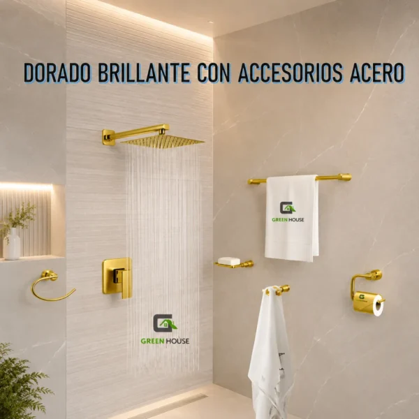 Juego De Ducha Acero 10 Pulgadas + Mezcladora +Kit De Baño Acero
