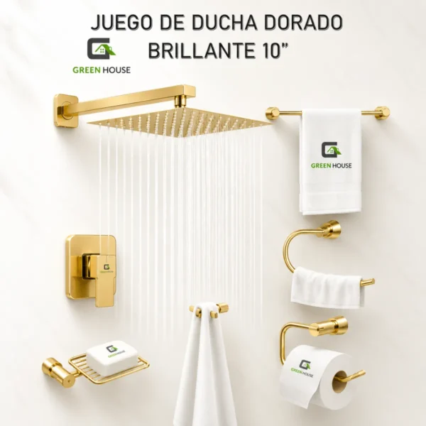 Juego De Ducha Acero 10 Pulgadas + Mezcladora +Kit De Baño Acero