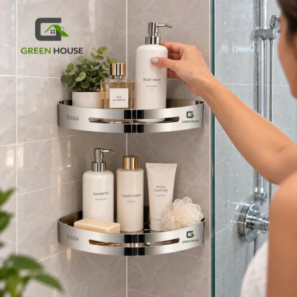 Esquinero Organizador Ducha- Cocina Acero Inoxidable Satinado Pack 2 Unidades